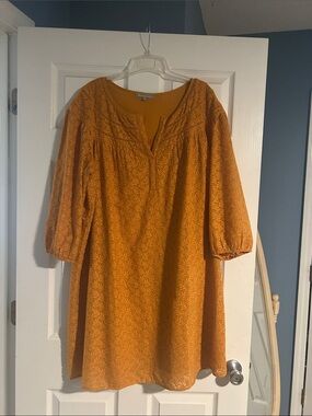 Daniel Rainn Amber Mustard Long Sleeve Peasant Dress
